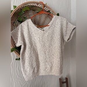 Vintage Helen Harper Cream Knit Top Womens Short Sleeve Sweater Cottagecore Soft